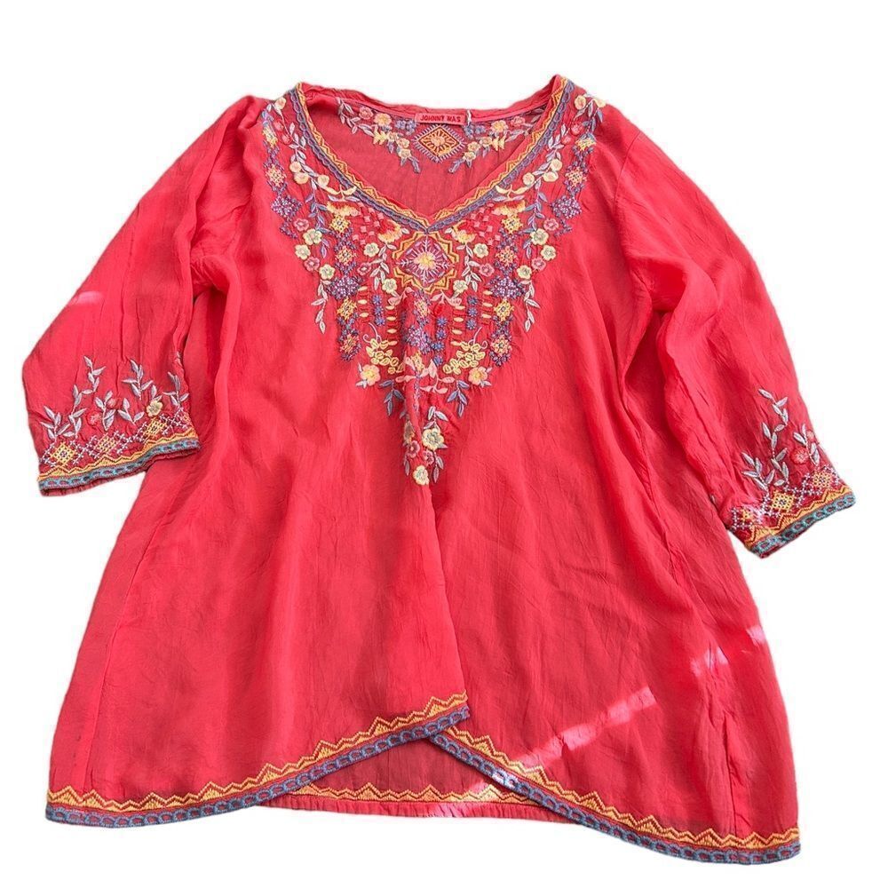 Johnny Was Floral Embroidered Blouse
